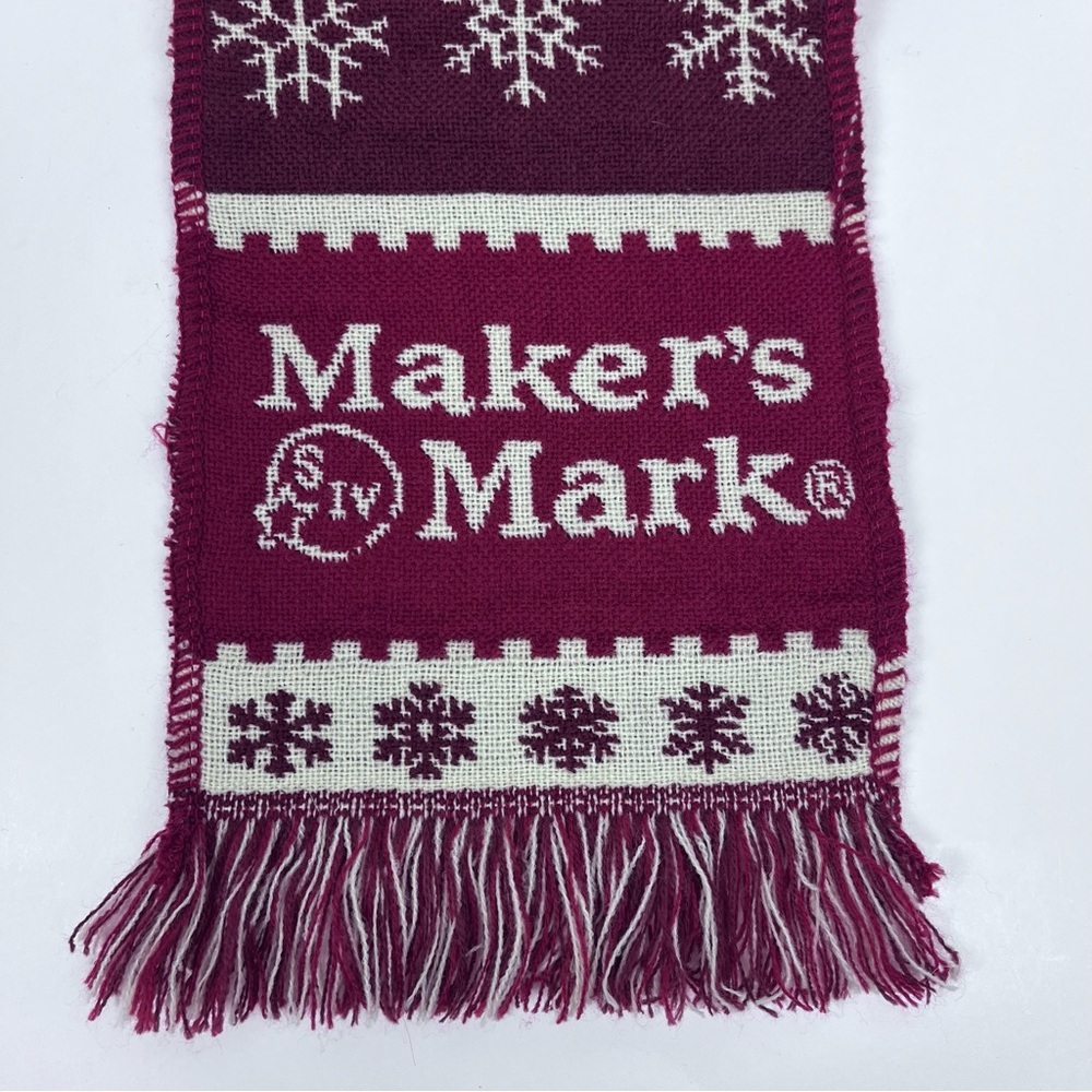 MAKER'S MARK Bourbon Scarf One Size 68” Adult Fringed Knit Winter Red Christmas - Picture 4 of 7